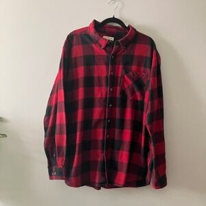 Magellan Outdoors Red Black Buffalo‎ Plaid Flannel Button Down Shirt 2XL